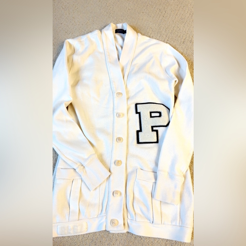 Polo by Ralph Lauren Cream Knit Top with Navy Branded P